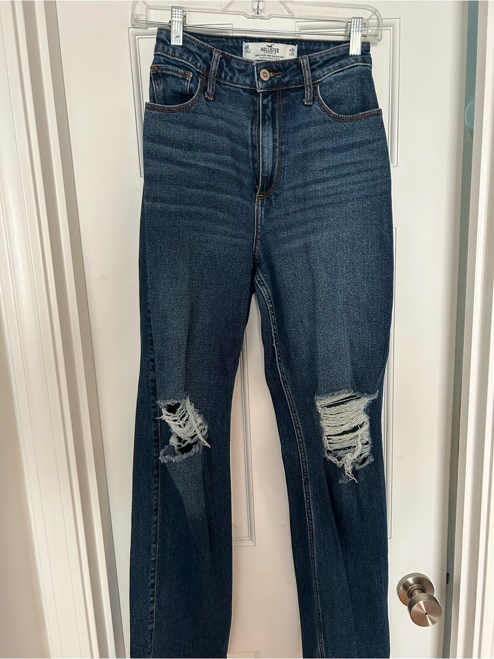 Hollister Straight-Leg Distressed Dark Wash Jeans